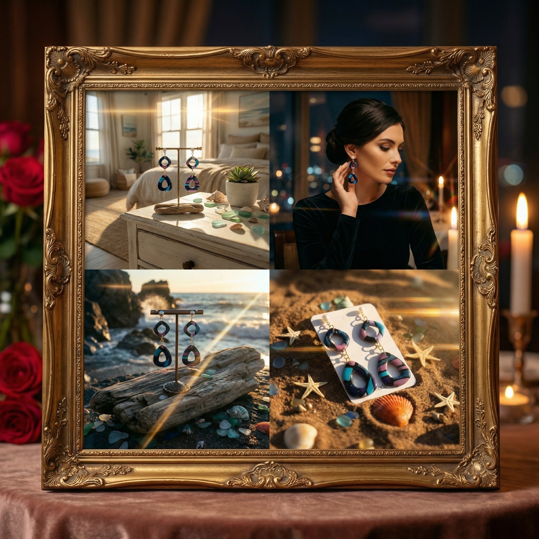 Two Piece Multicolor Dangle Earrings SG78