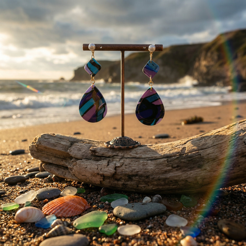 Two Piece Multicolor Dangle Earrings SG79