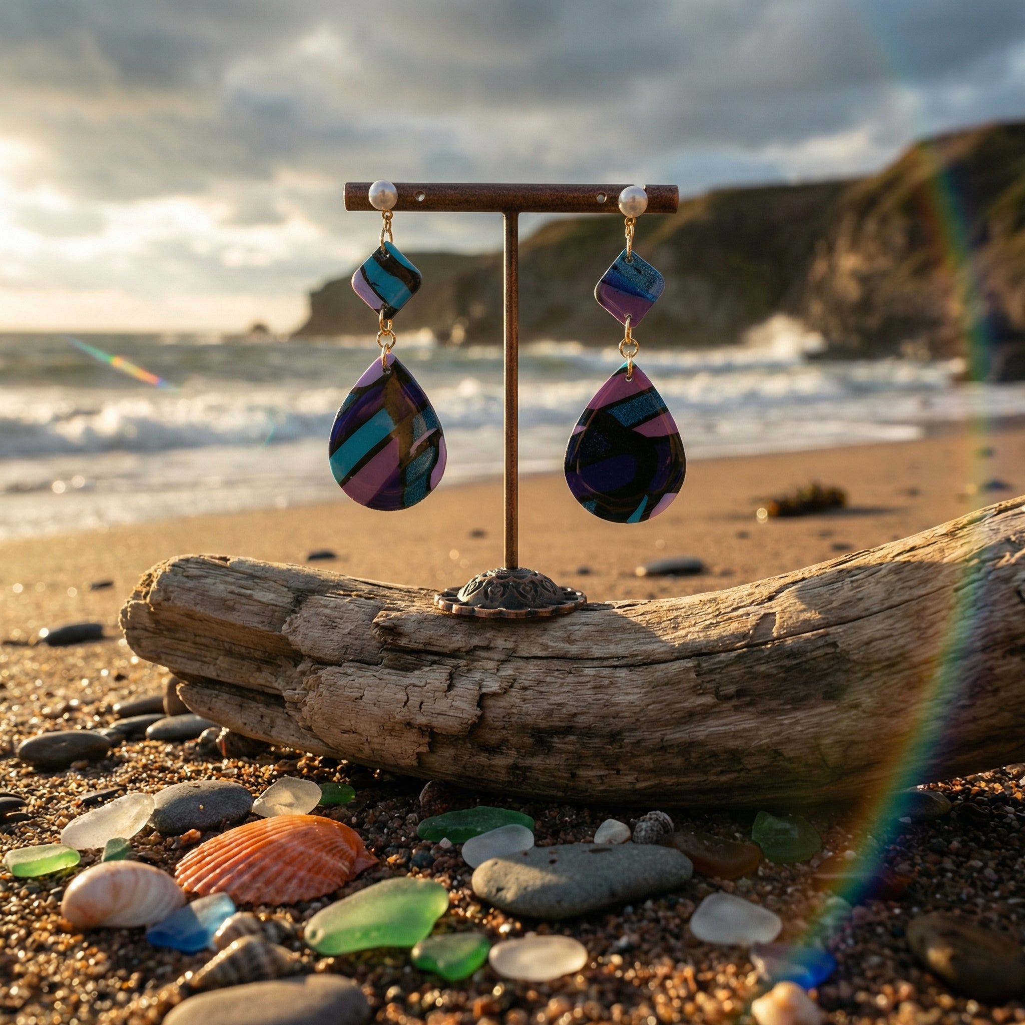 Two Piece Multicolor Dangle Earrings SG79