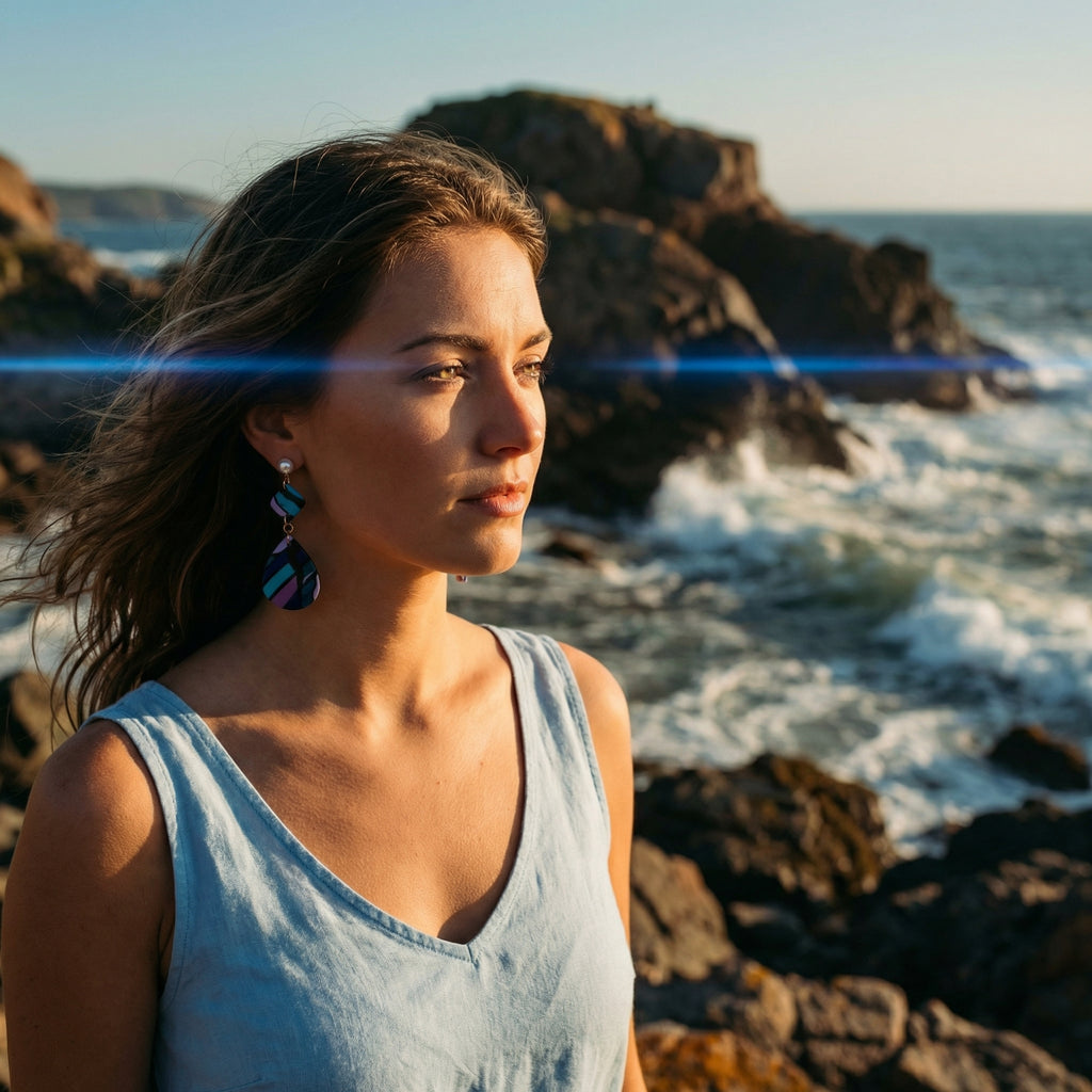 Two Piece Multicolor Dangle Earrings SG79