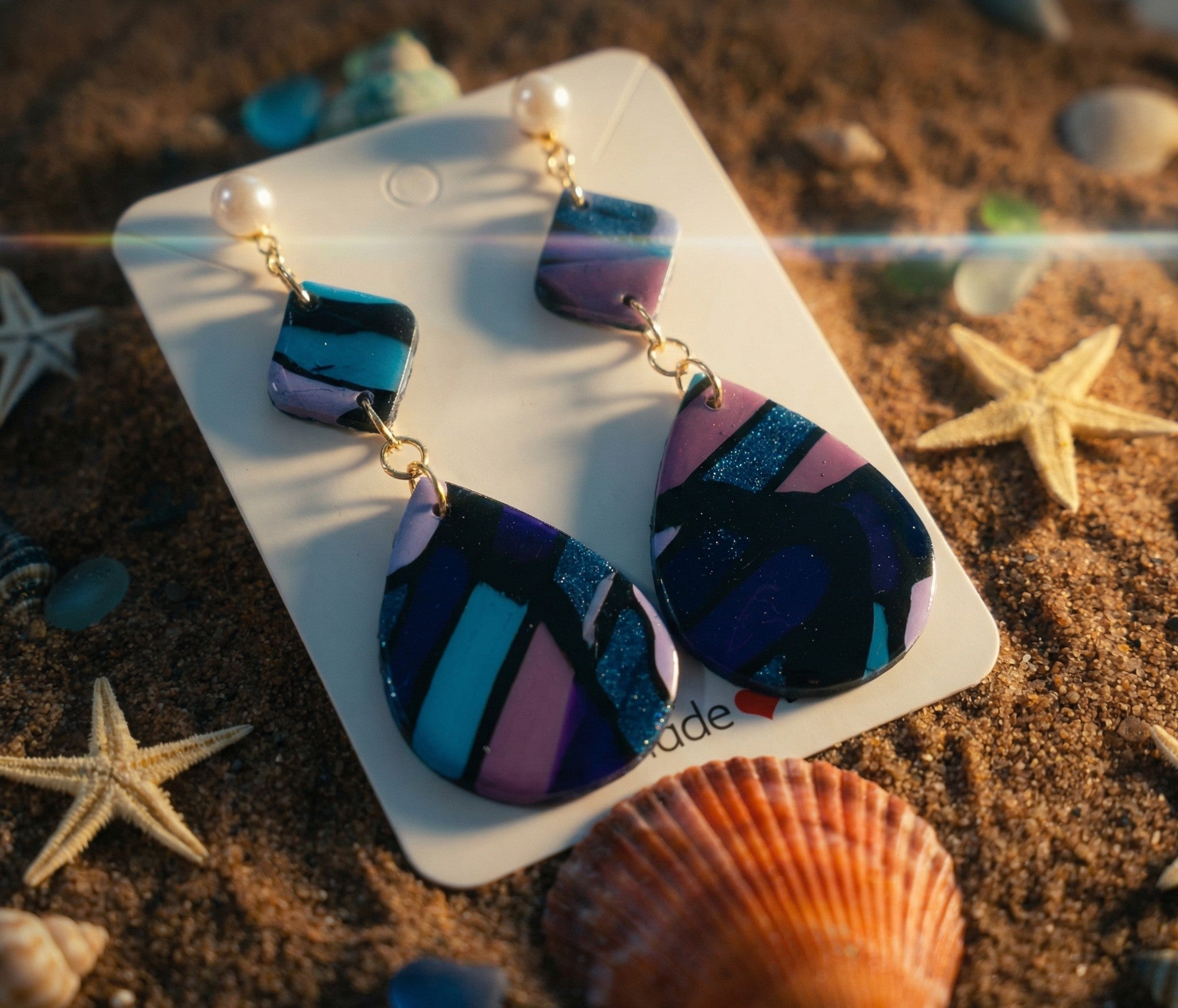 Two Piece Multicolor Dangle Earrings SG79