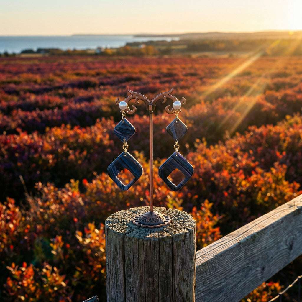 Two Piece Marbled Dangle Earrings SG80