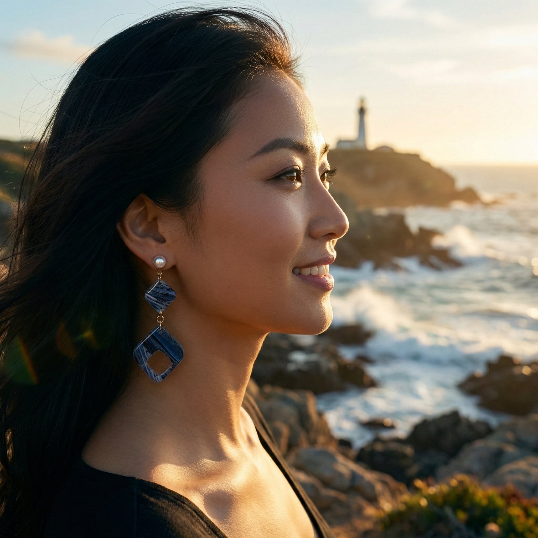 Two Piece Marbled Dangle Earrings SG80