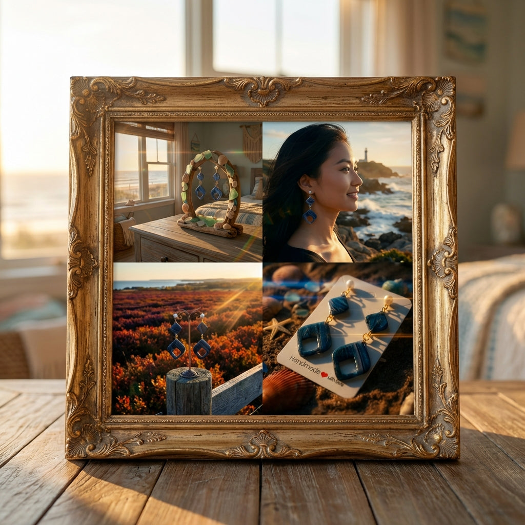 Two Piece Marbled Dangle Earrings SG80