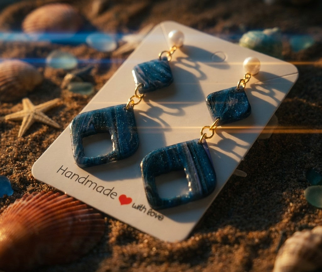 Two Piece Marbled Dangle Earrings SG80