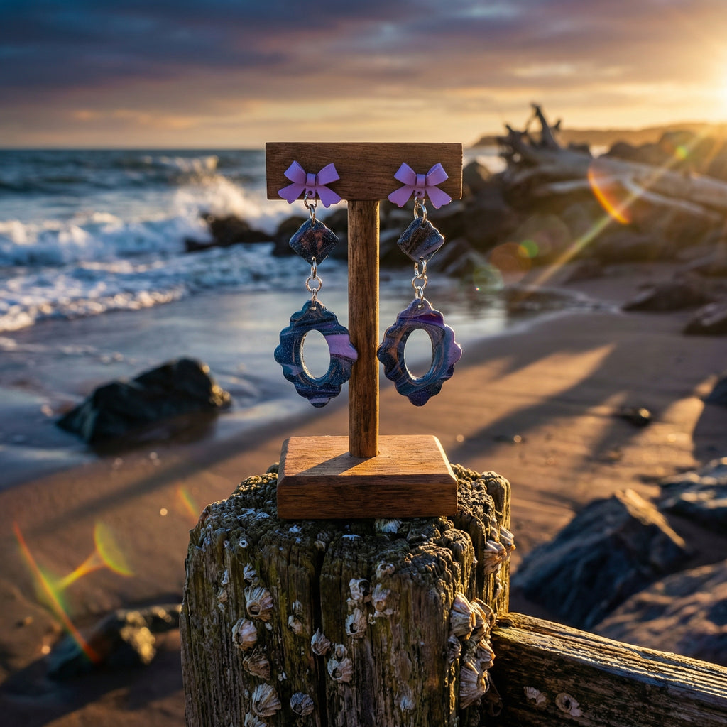 Two Piece Marbled Dangle Earrings SG81