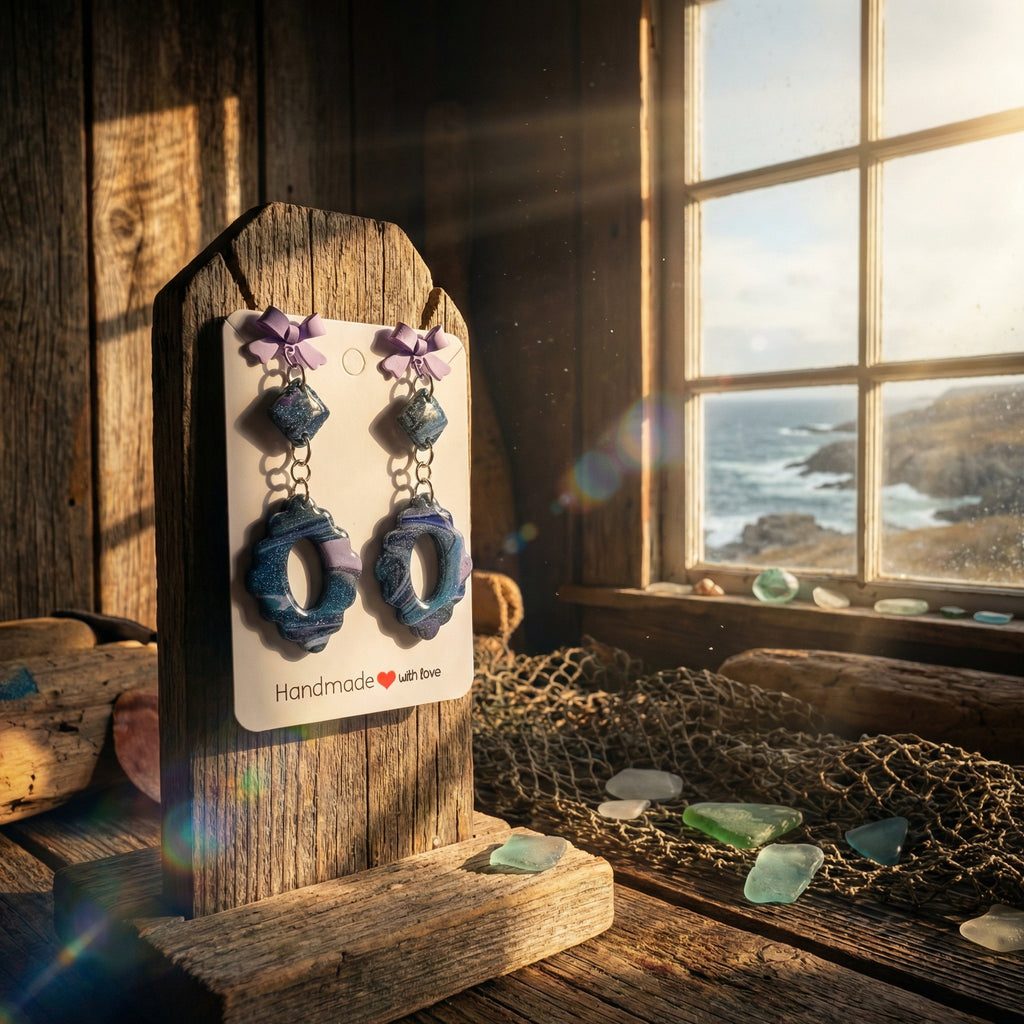 Two Piece Marbled Dangle Earrings SG81