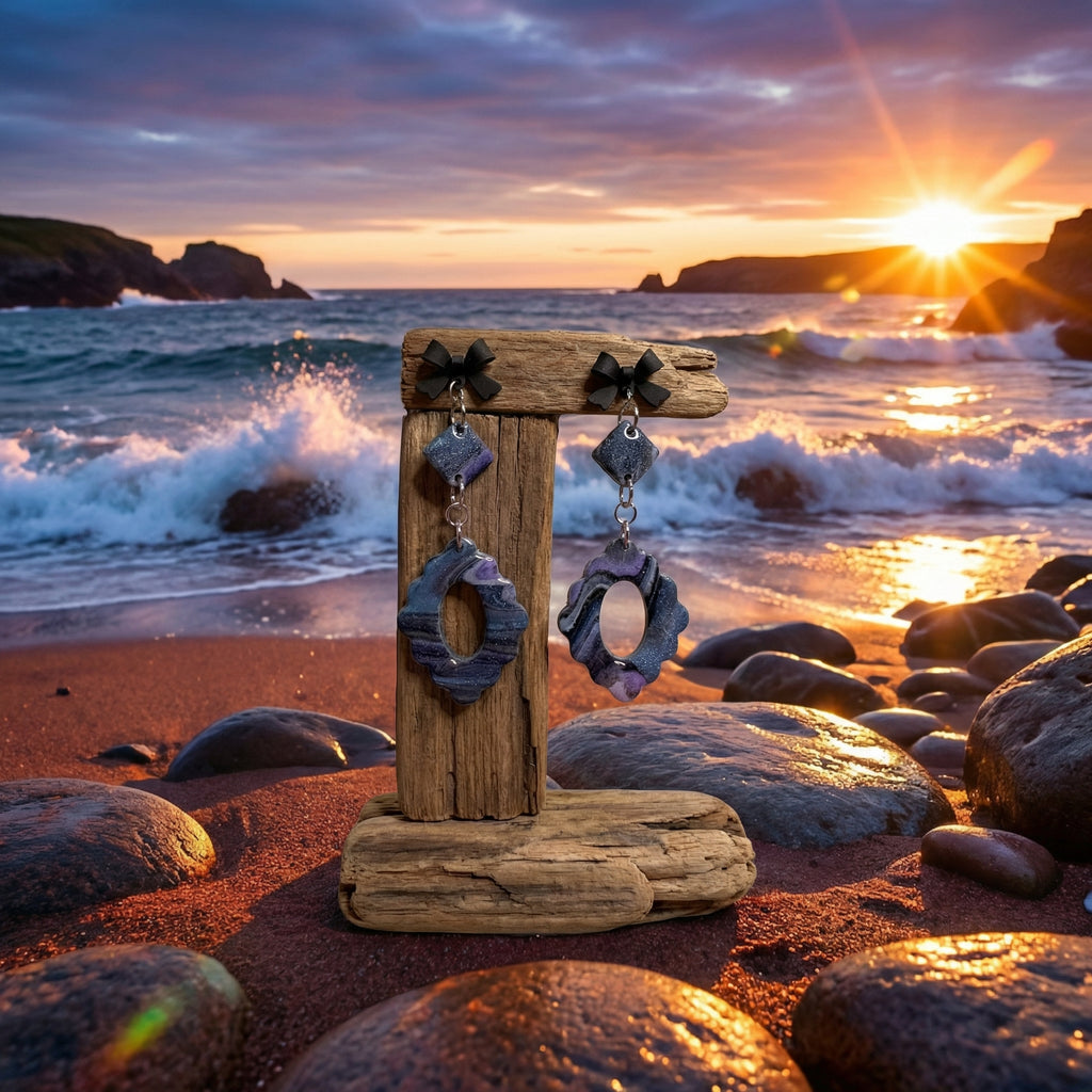 Two Piece Marbled Dangle Earrings SG82