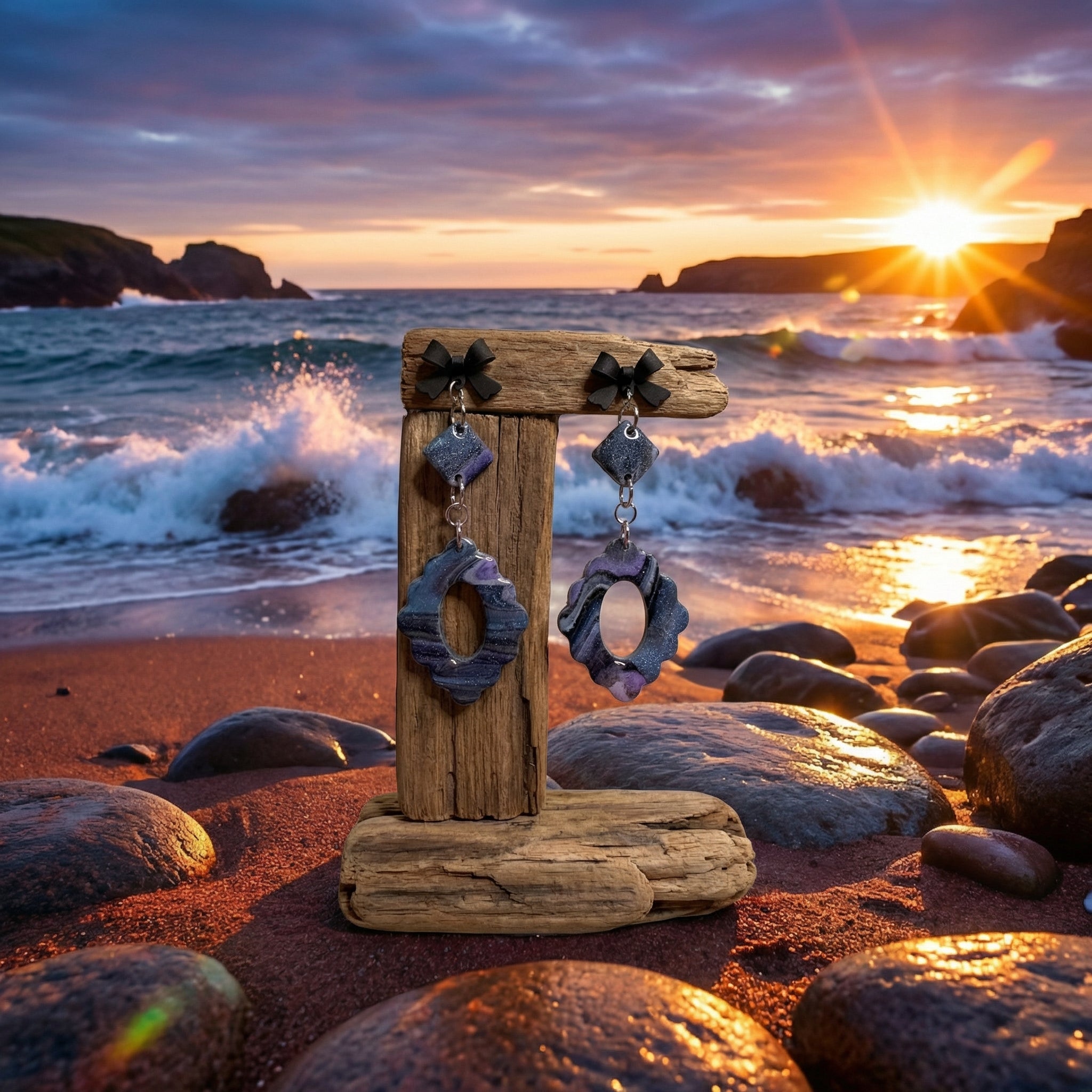 Two Piece Marbled Dangle Earrings SG82