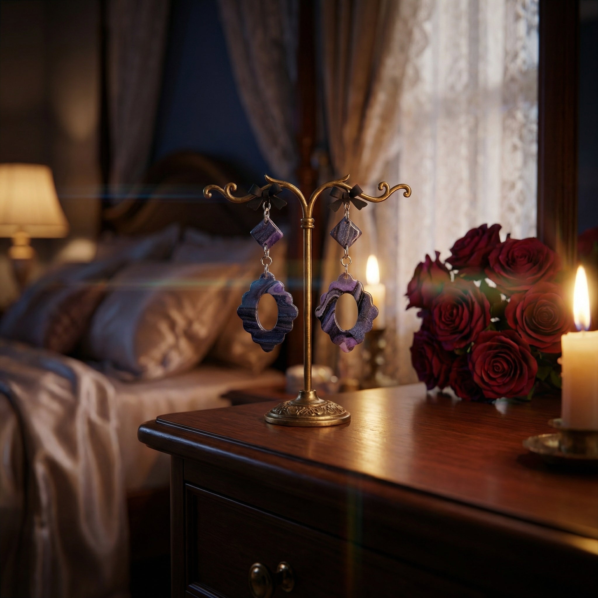 Two Piece Marbled Dangle Earrings SG82