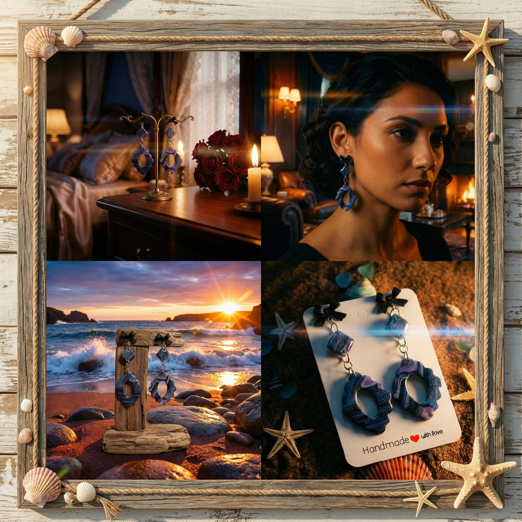 Two Piece Marbled Dangle Earrings SG82