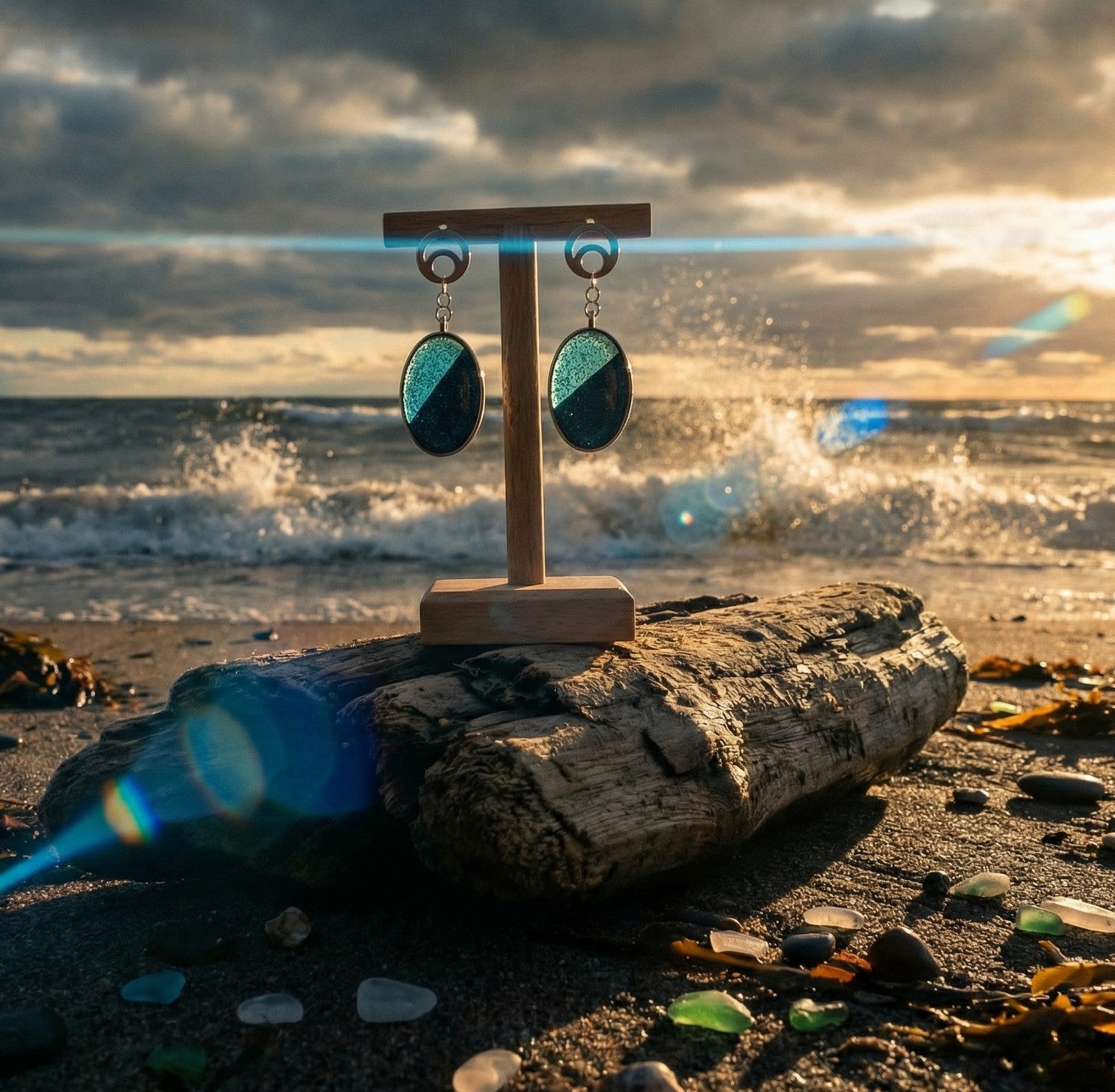 Oval Shape Resin and Polymer Clay Earrings SG83