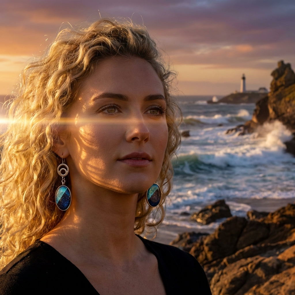 Oval Shape Resin and Polymer Clay Earrings SG83