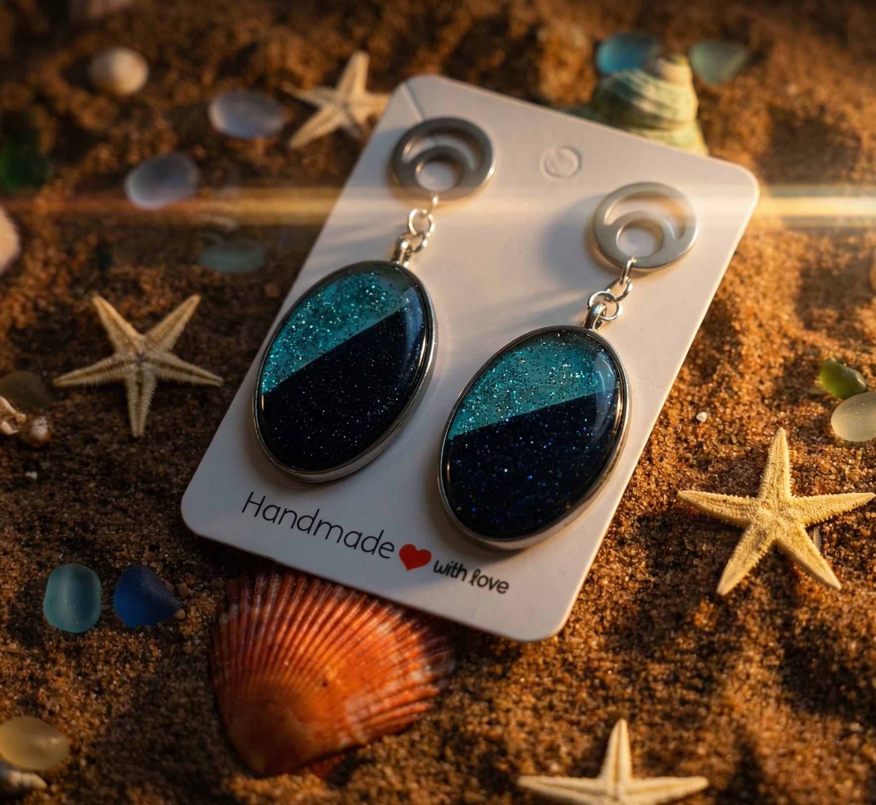 Oval Shape Resin and Polymer Clay Earrings SG83