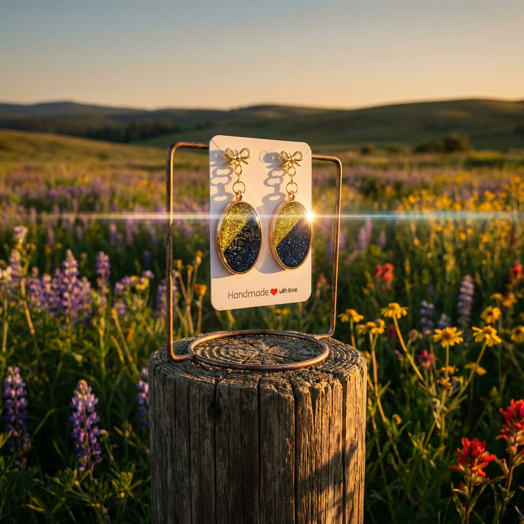 Oval Shape Resin and Polymer Clay Earrings SG84