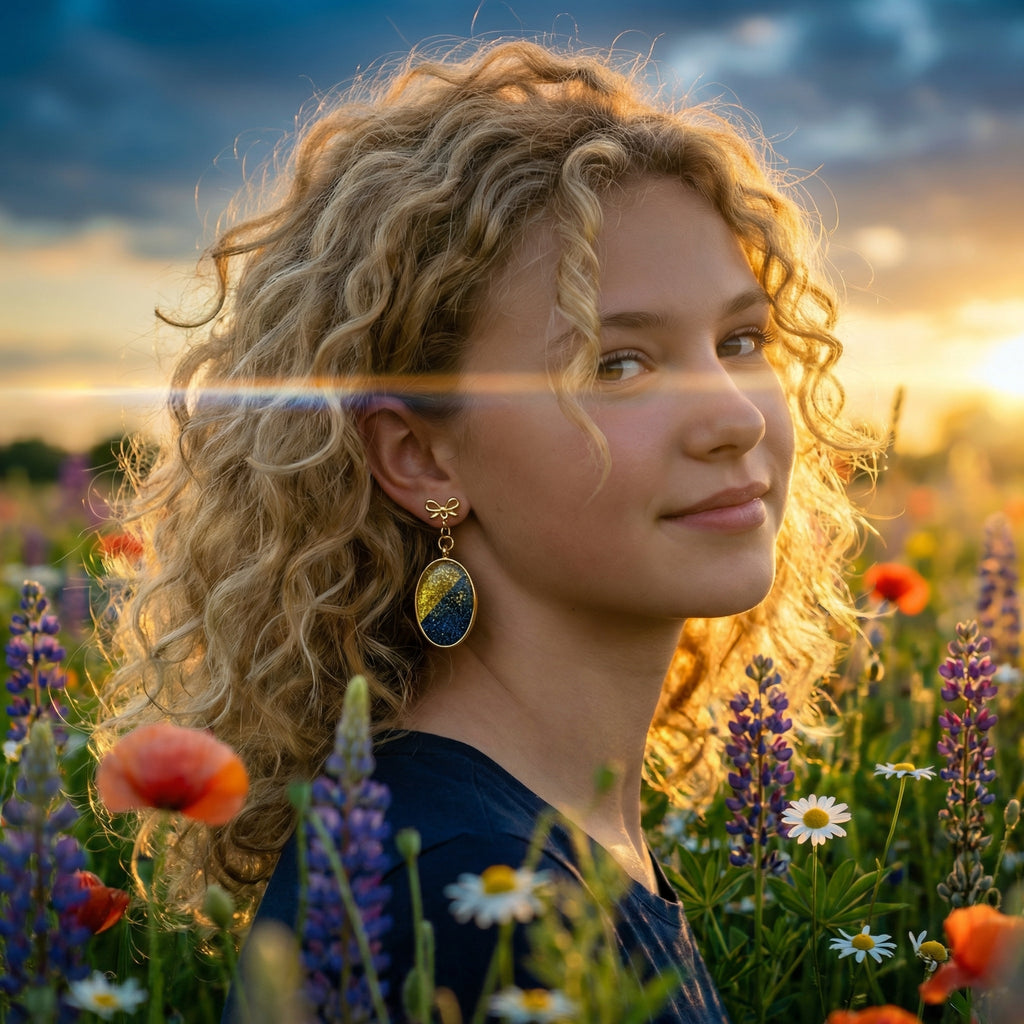 Oval Shape Resin and Polymer Clay Earrings SG84