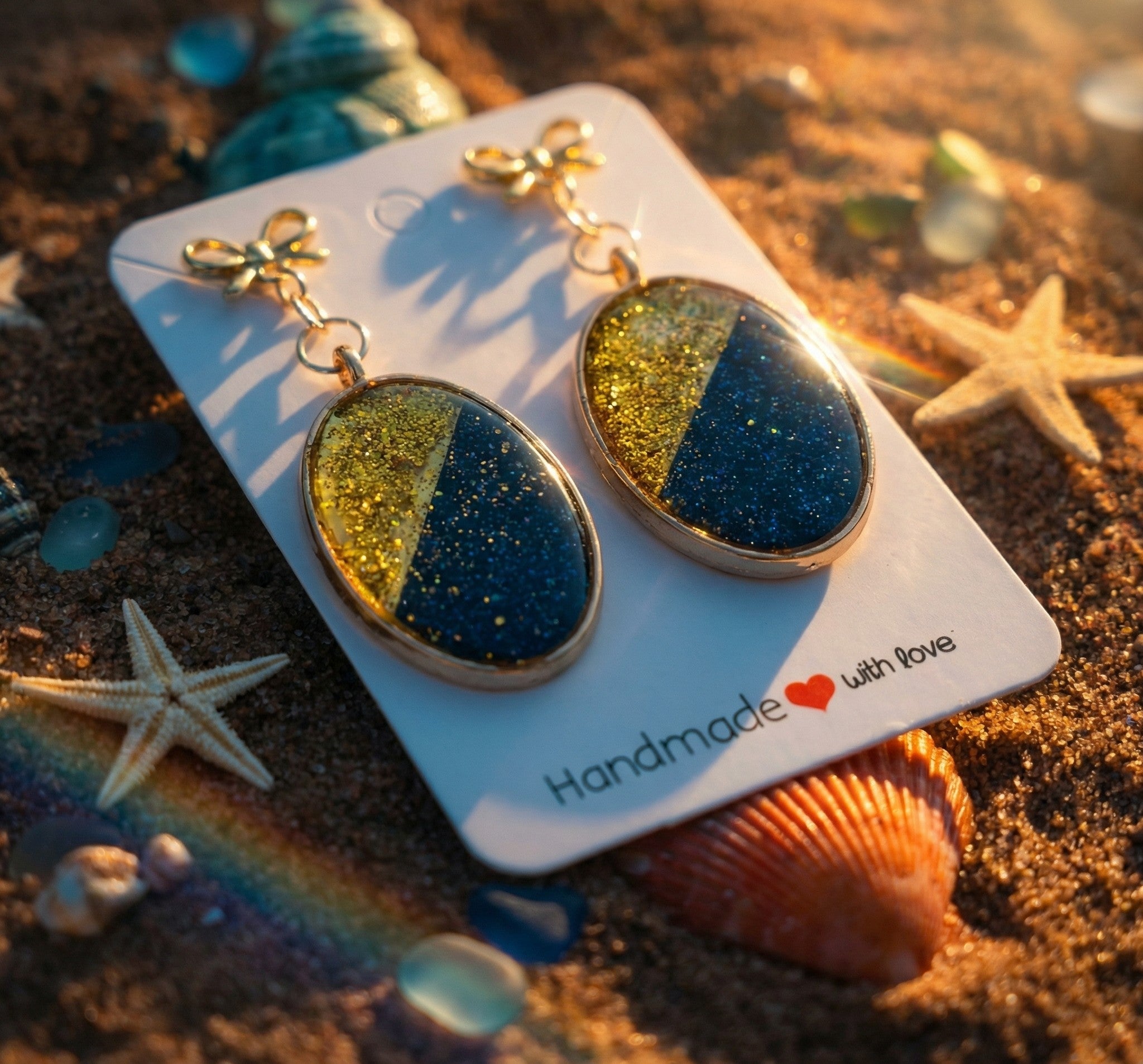 Oval Shape Resin and Polymer Clay Earrings SG84