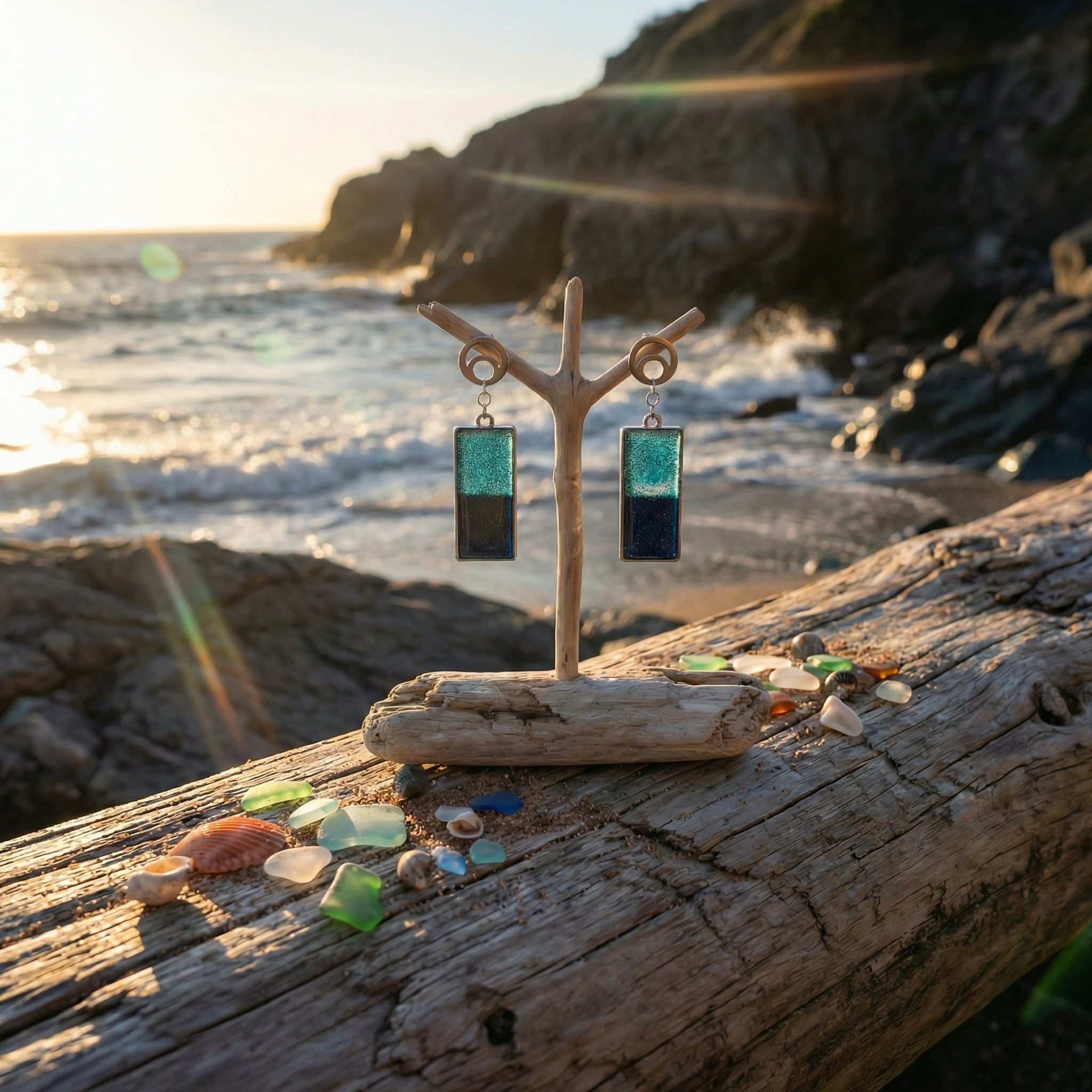 Rectangle Shape Resin and Polymer Clay Earrings SG85