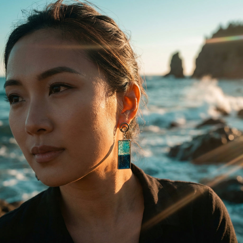 Rectangle Shape Resin and Polymer Clay Earrings SG85