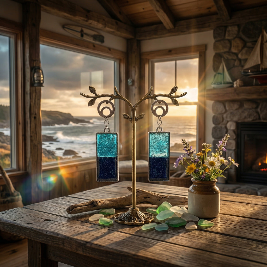 Rectangle Shape Resin and Polymer Clay Earrings SG85