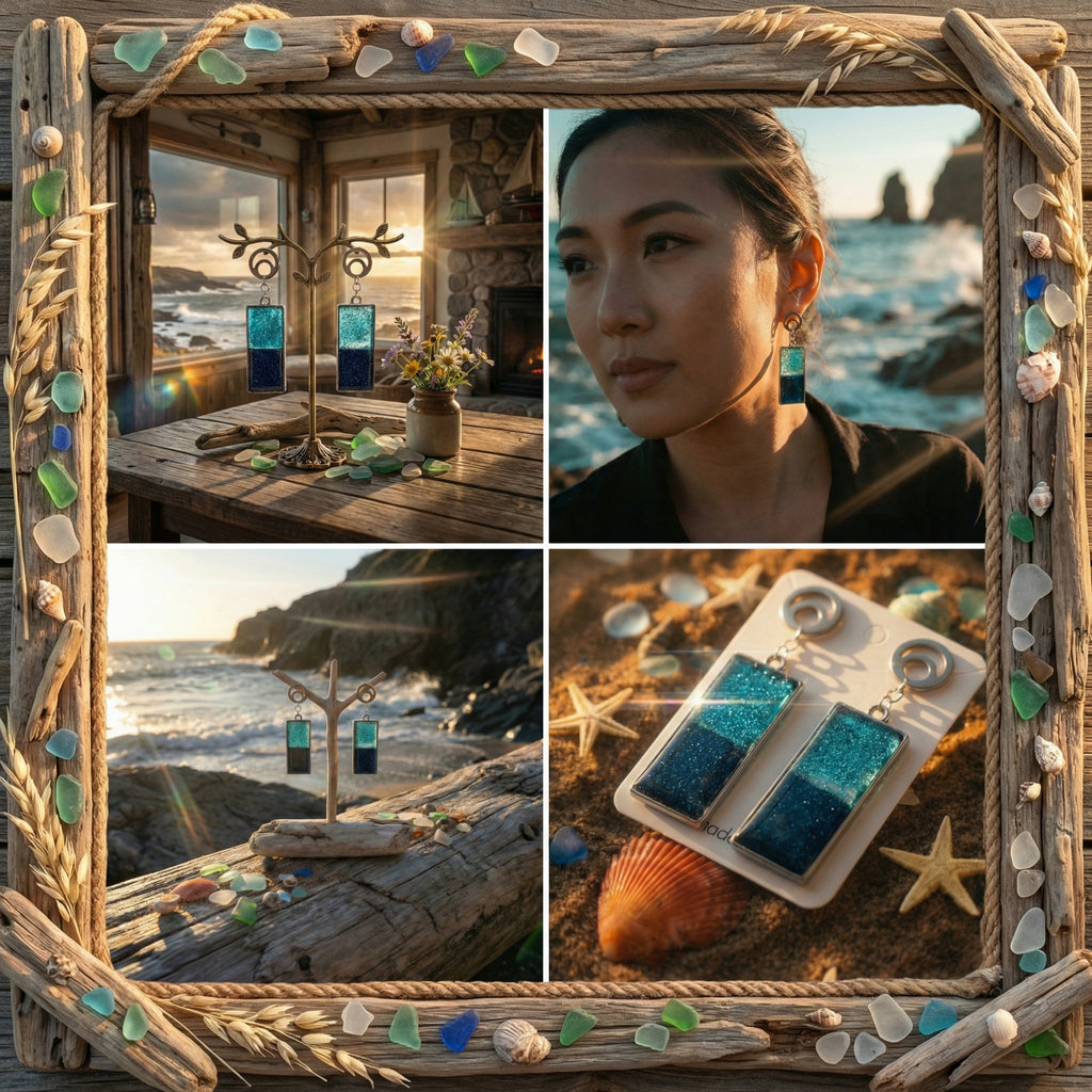 Rectangle Shape Resin and Polymer Clay Earrings SG85