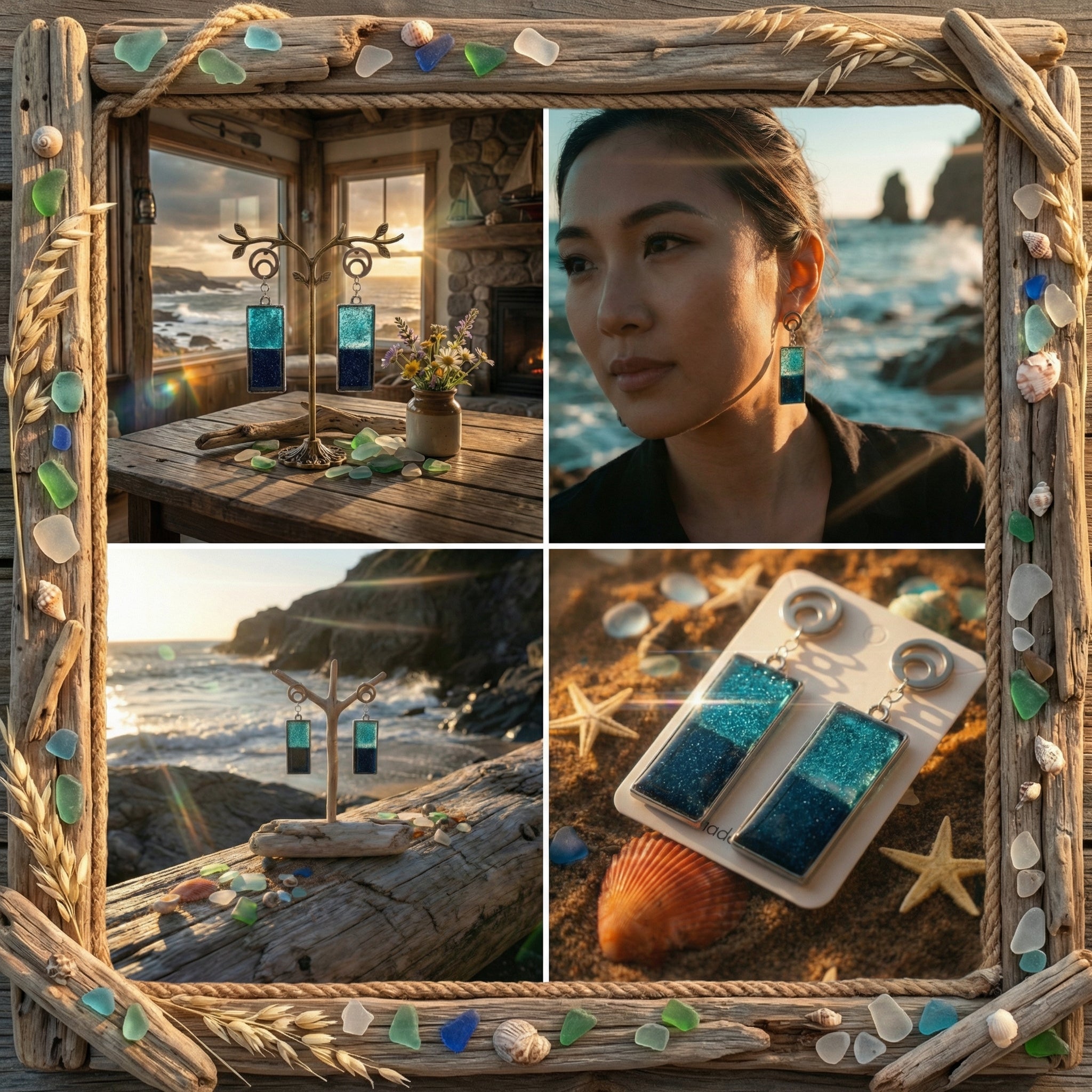 Rectangle Shape Resin and Polymer Clay Earrings SG85