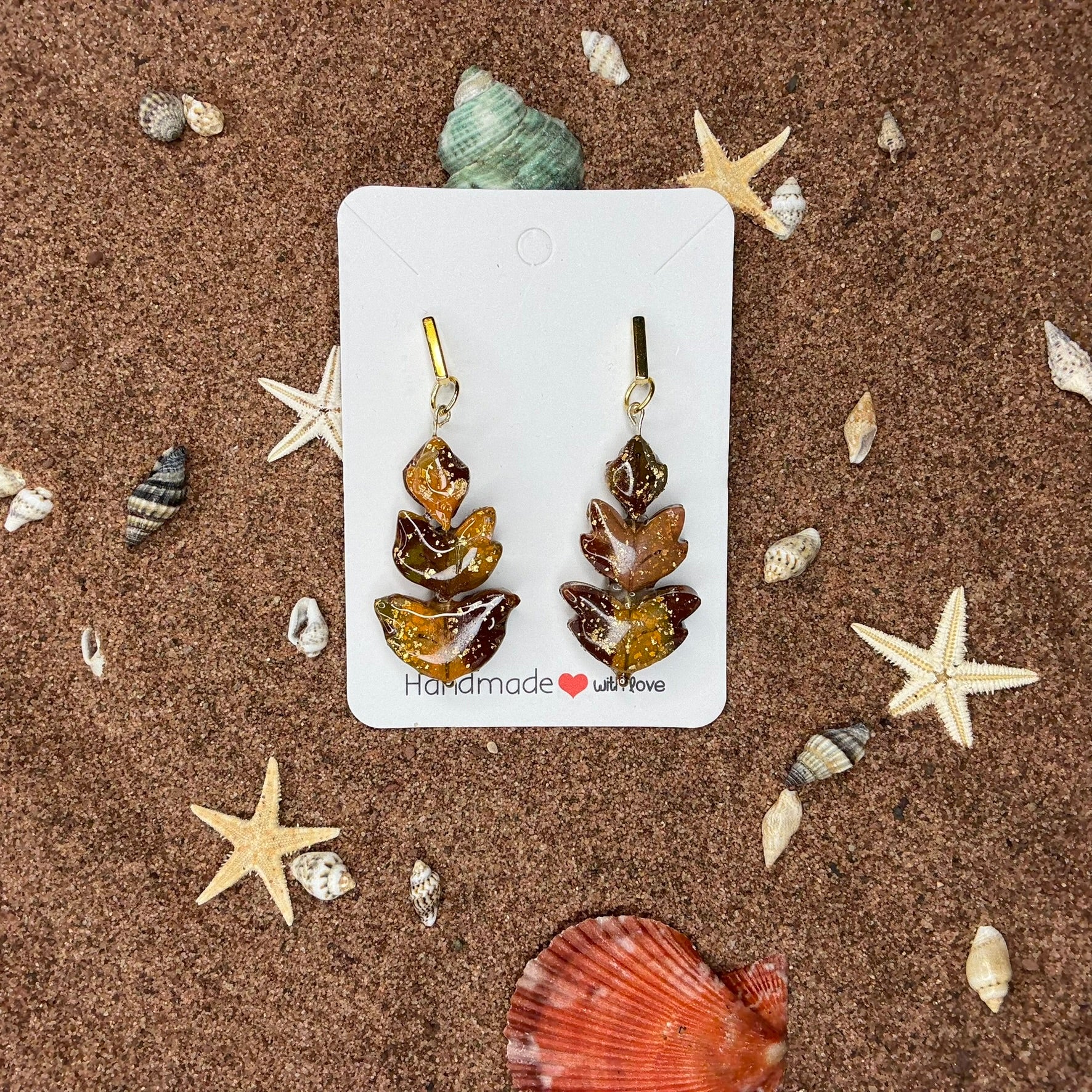 Three Piece Maple Leaf Polymer Clay Earrings SG8