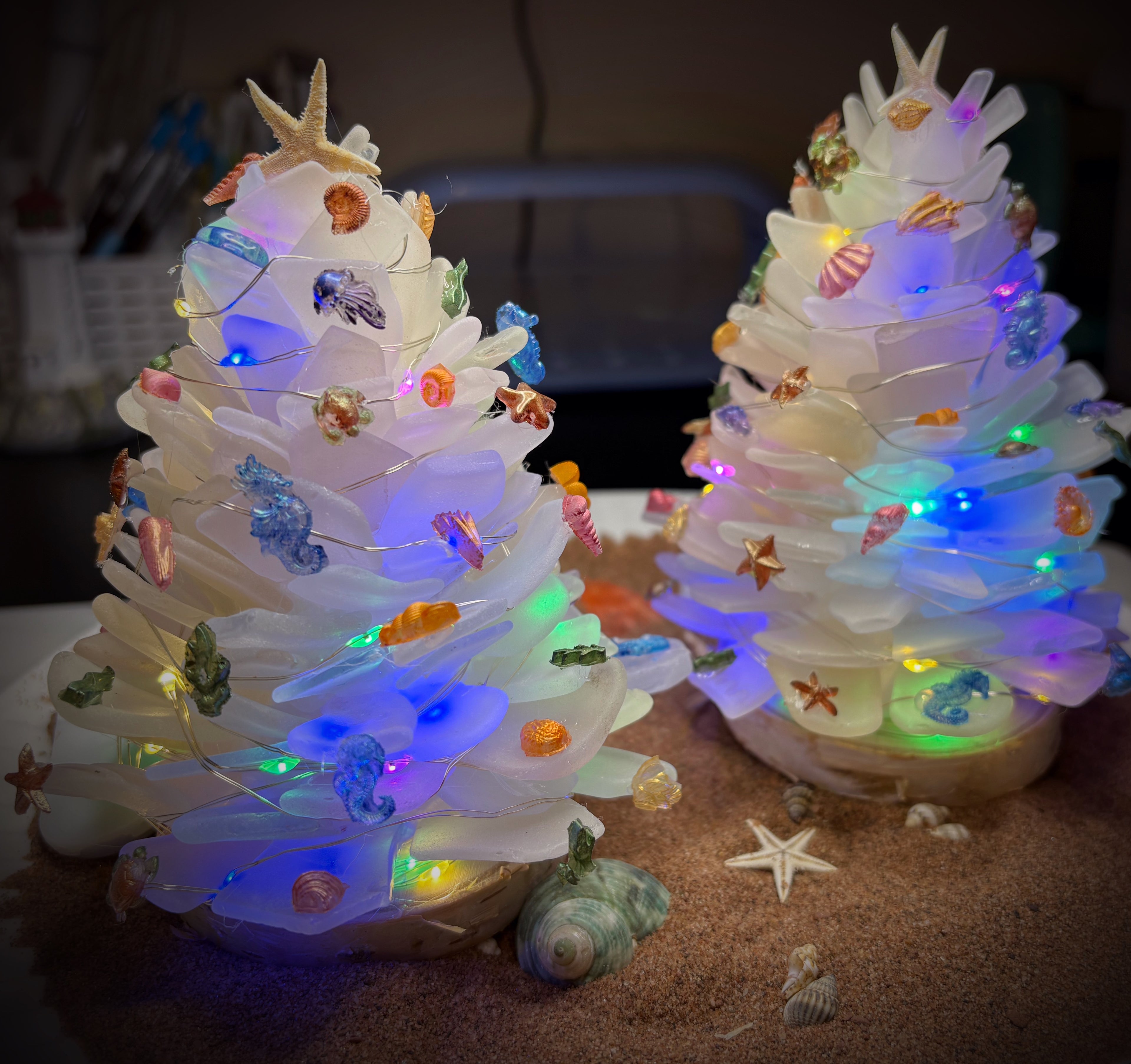 Ocean or Christmas Themed Sea Glass Trees - Made to Order - ST1