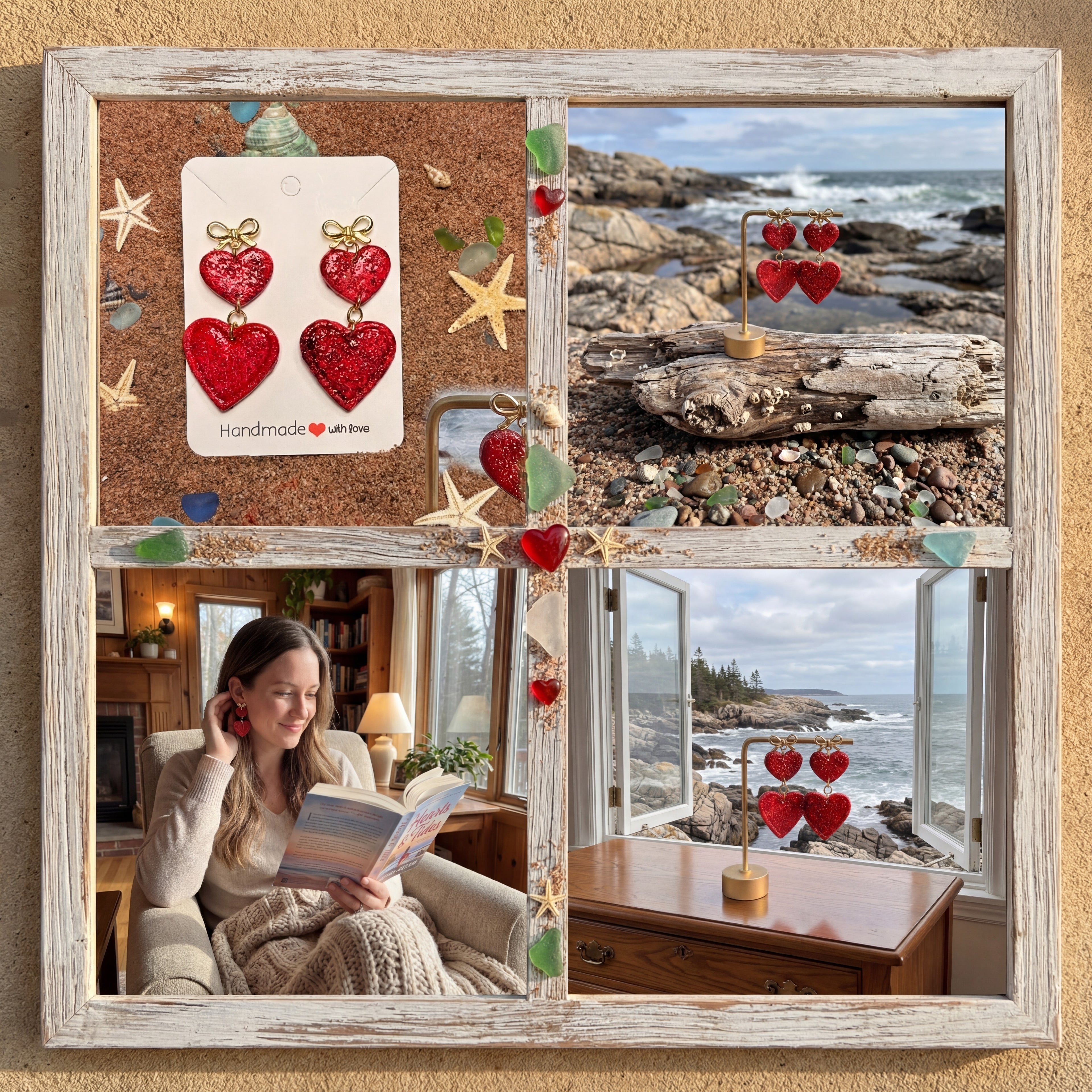 Double Heart Dangle Earrings SV1