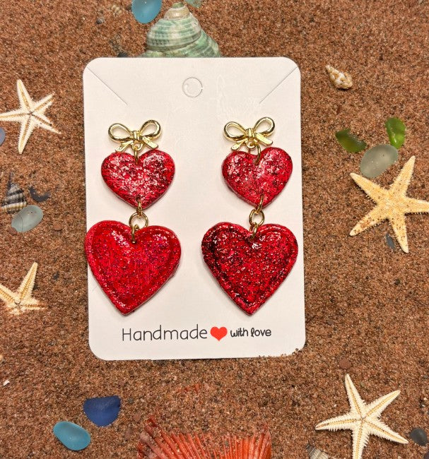 Double Heart Dangle Earrings SV1