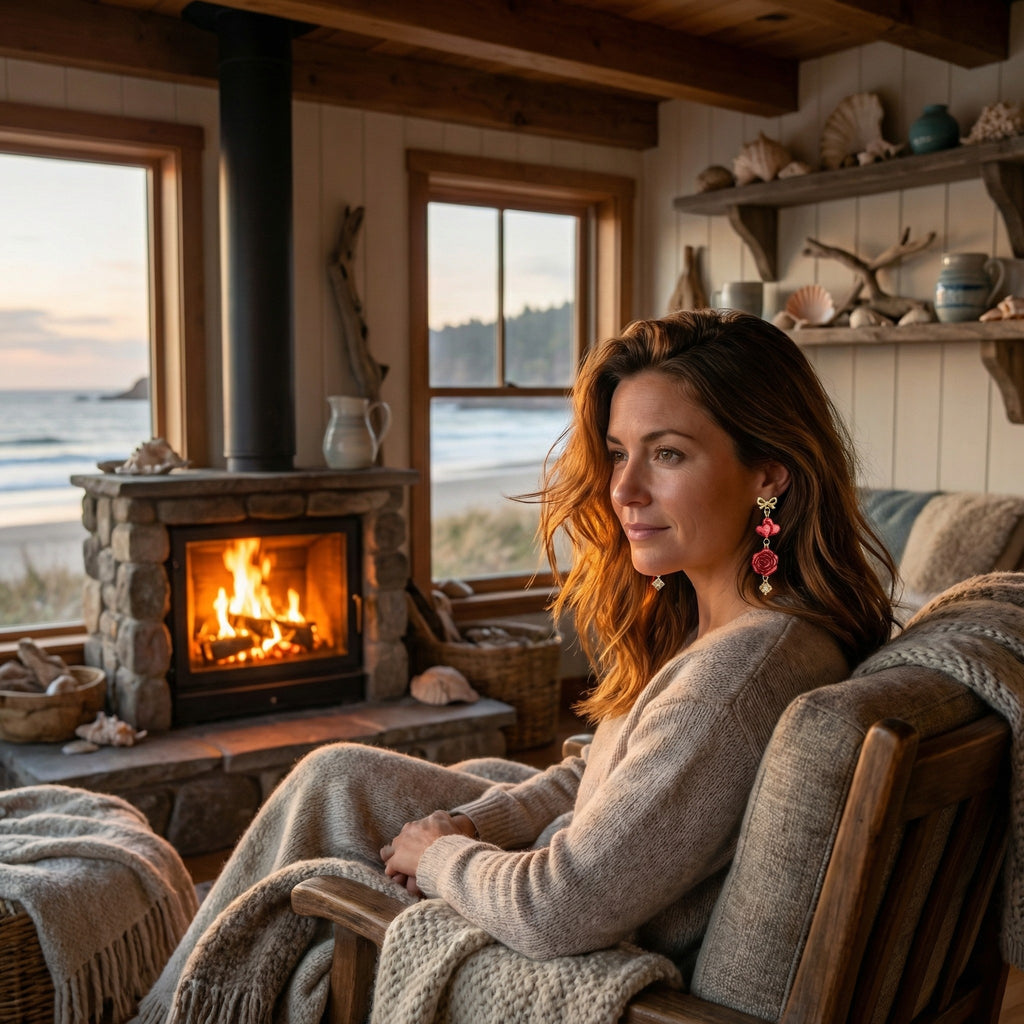 Four Piece Hearts and Roses Dangle Earrings SV13