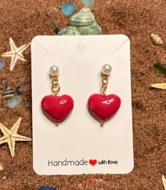 Puffy Hearts Drop Earrings SV17