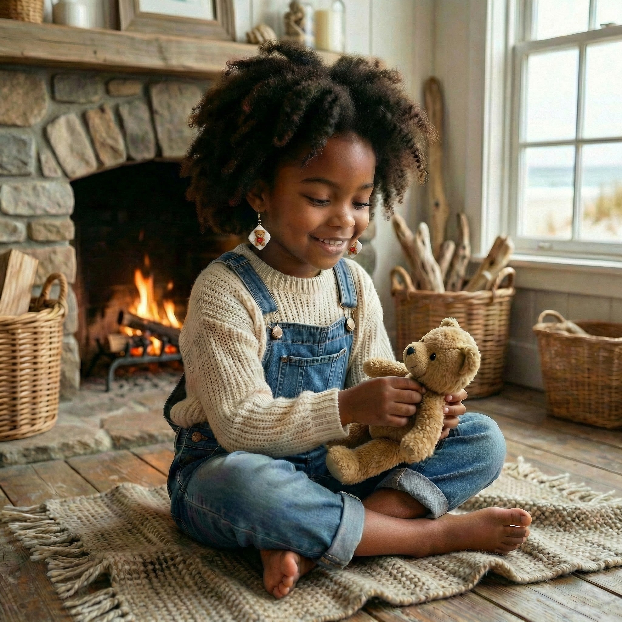 Teddy Bear Love Dangle Earrings SV8